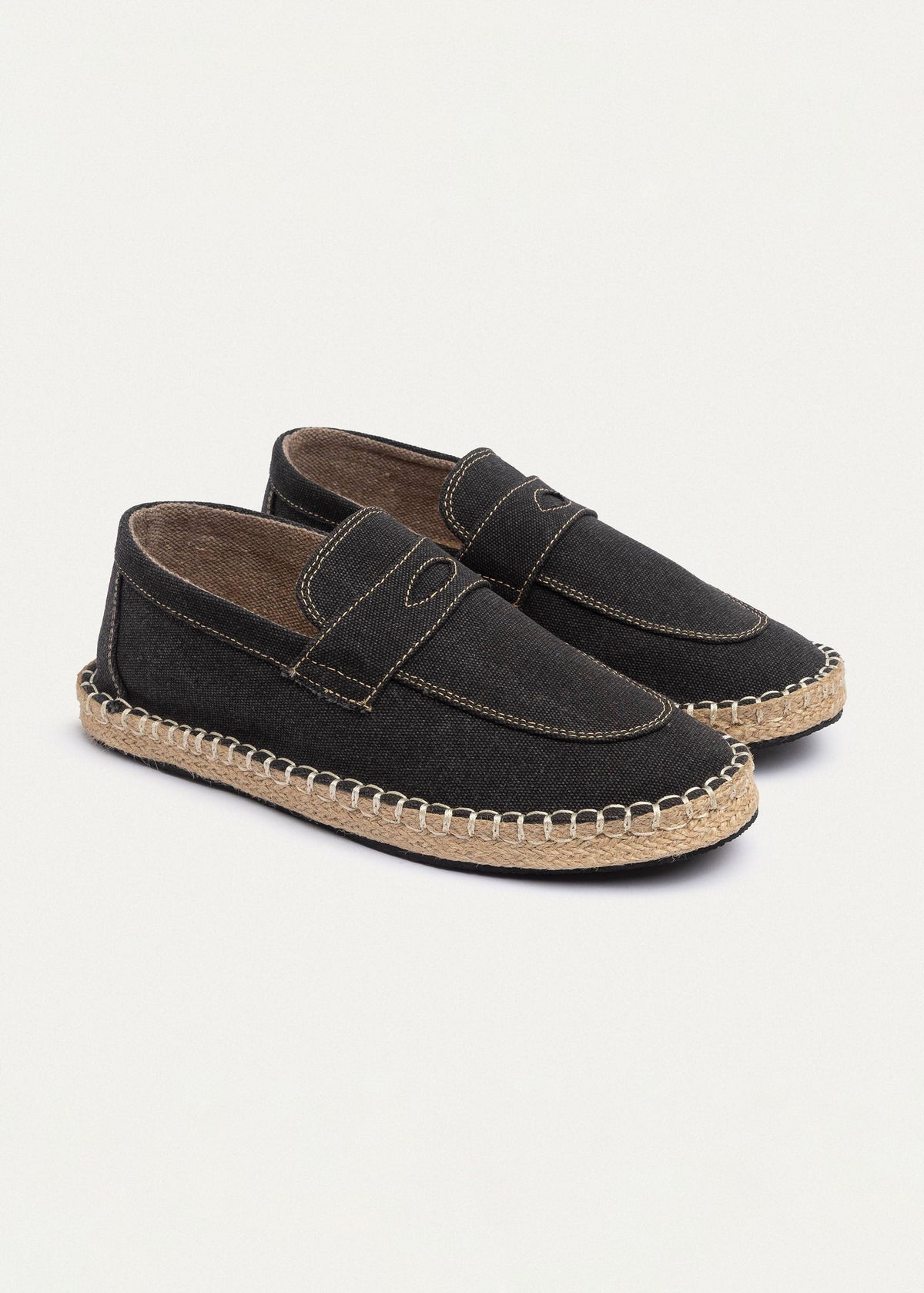 Linen Slip-On Espadrille — Black