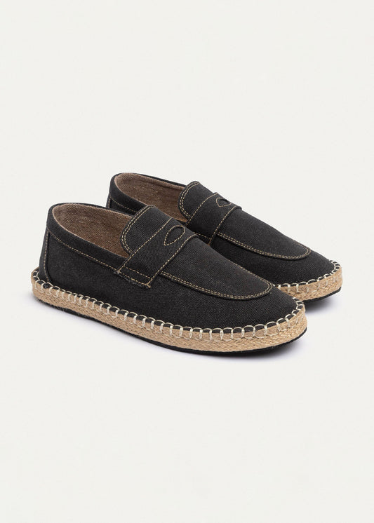 Linen Slip-On Espadrille — Black