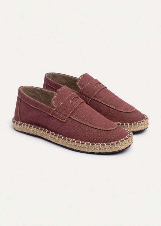 Linen Slip-On Espadrille — Burgundy