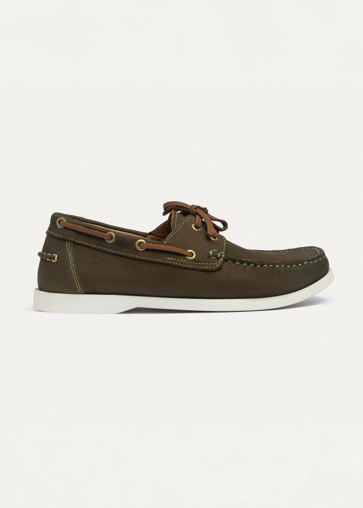 Leather Boat Shoe — Olive