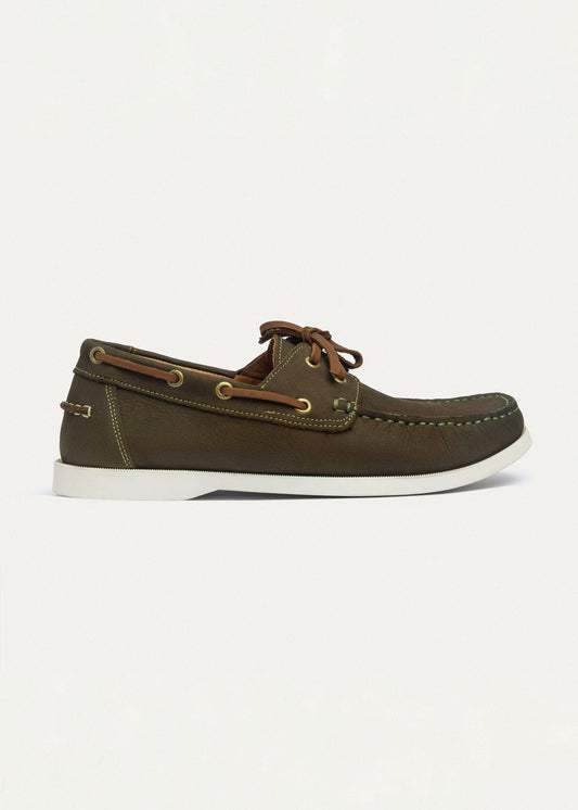 Leather Boat Shoe — Olive
