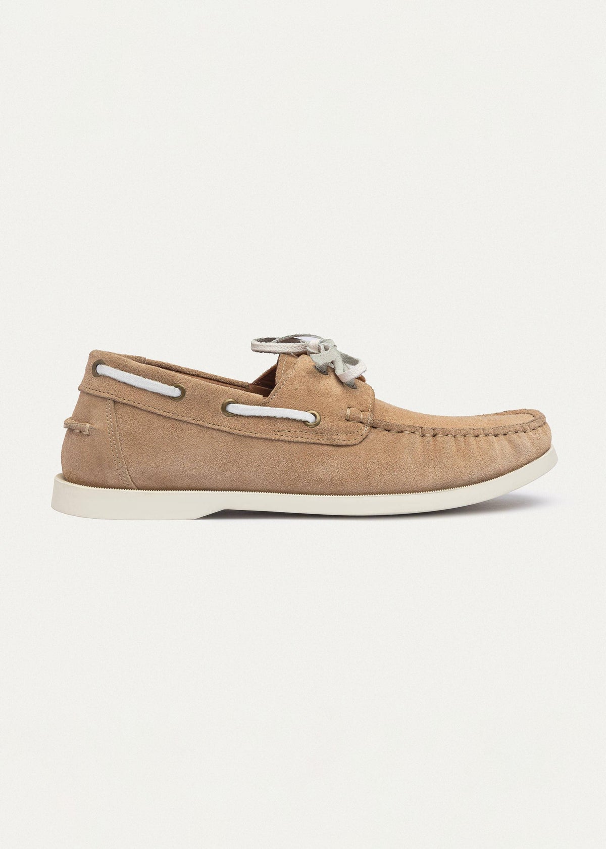 Leather Boat Shoe — Beige