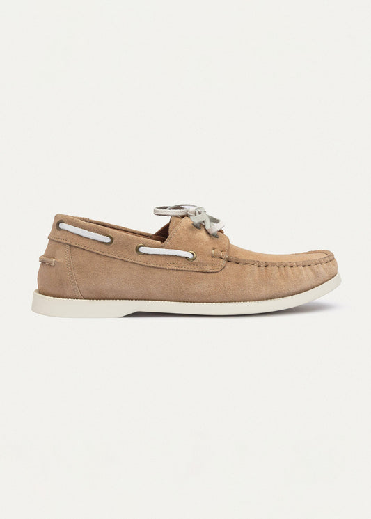 Leather Boat Shoe — Beige