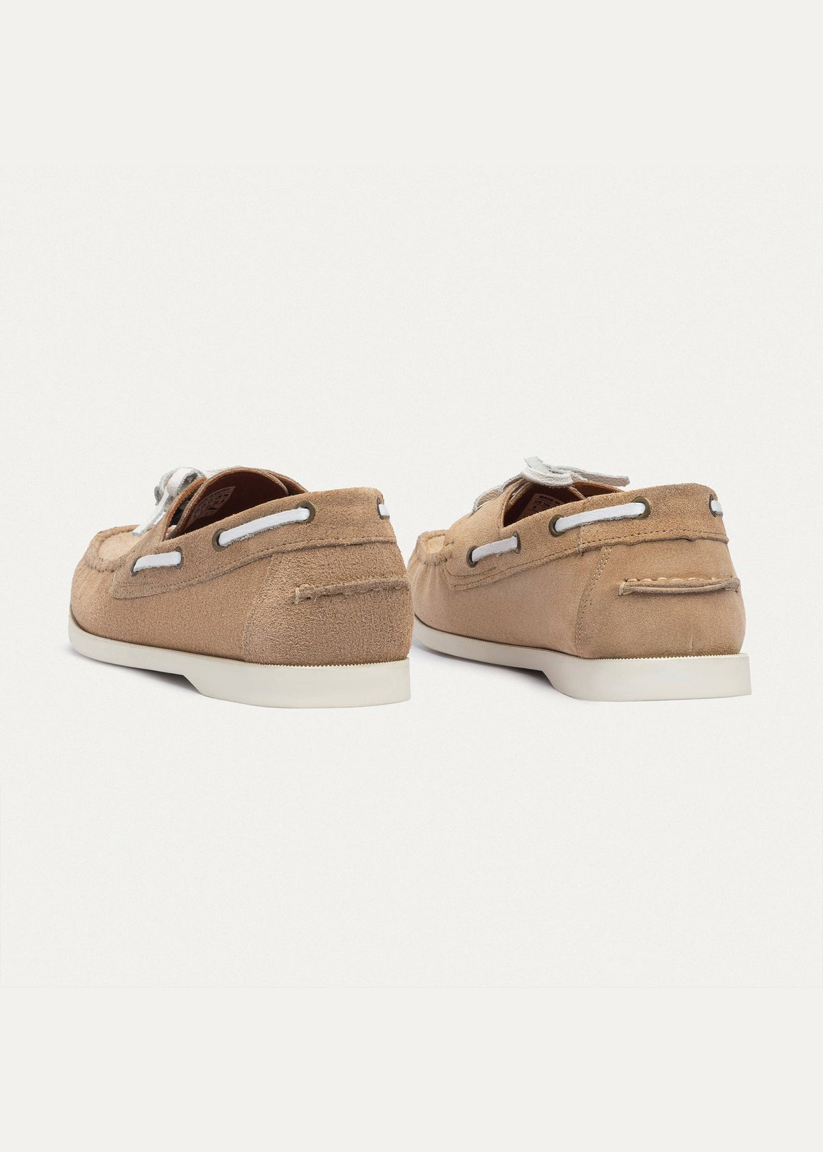 Leather Boat Shoe — Beige