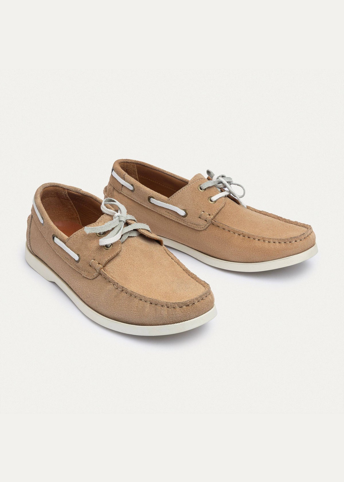 Leather Boat Shoe — Beige