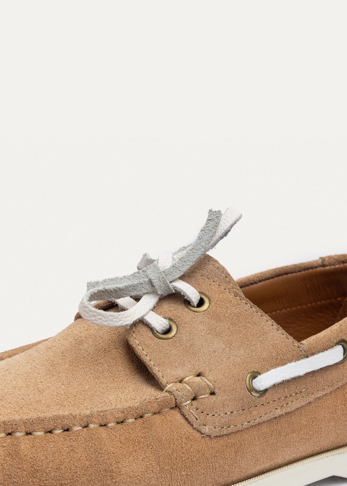 Leather Boat Shoe — Beige