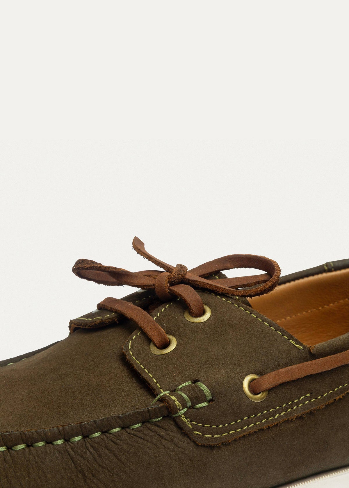 Leather Boat Shoe — Olive