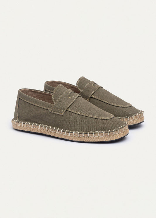 Linen Slip-On Espadrille — Olive