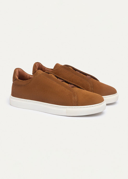 Suede Slip-On Sneaker — Light Brown