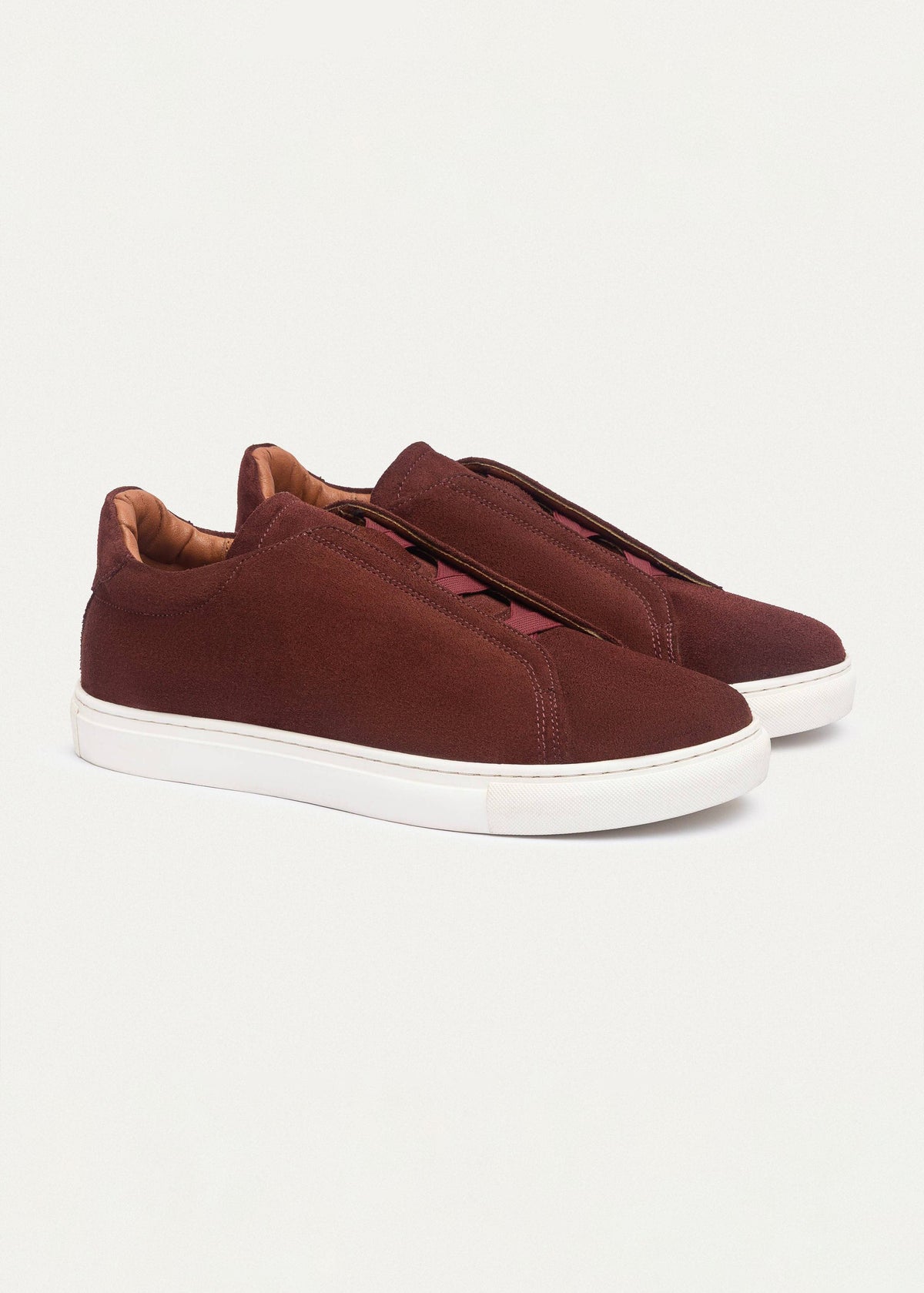 Suede Slip-On Sneaker — Oxblood