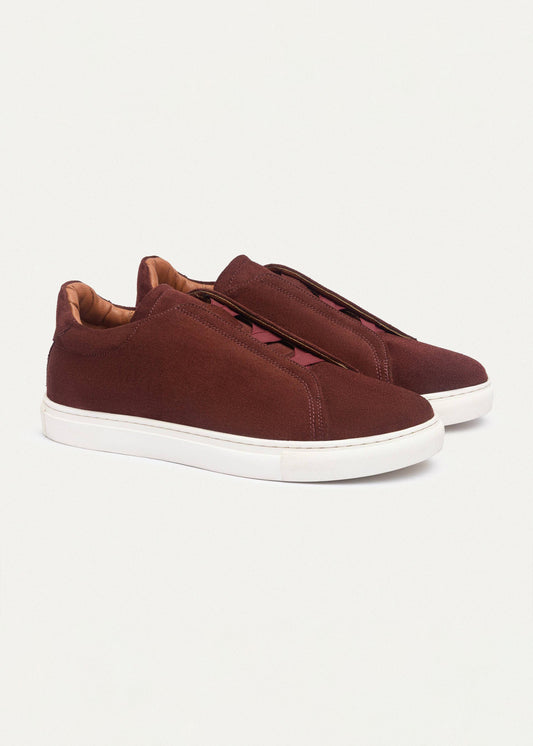 Suede Slip-On Sneaker — Oxblood