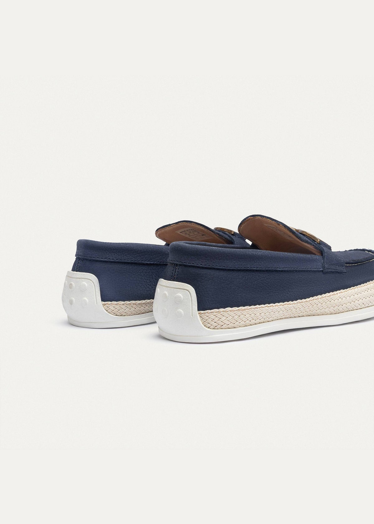Leather Chain Slip-On — Navy Blue