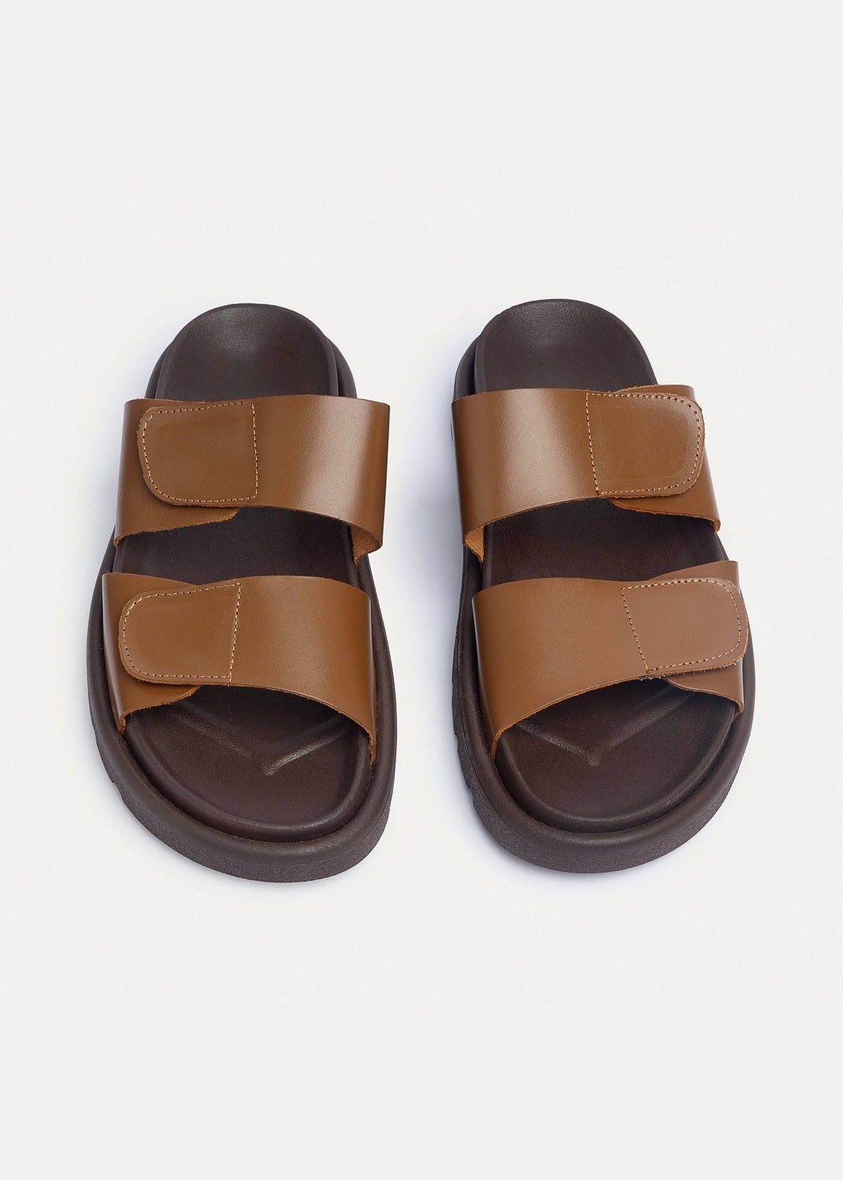 Leather Velcro Slide — Havana