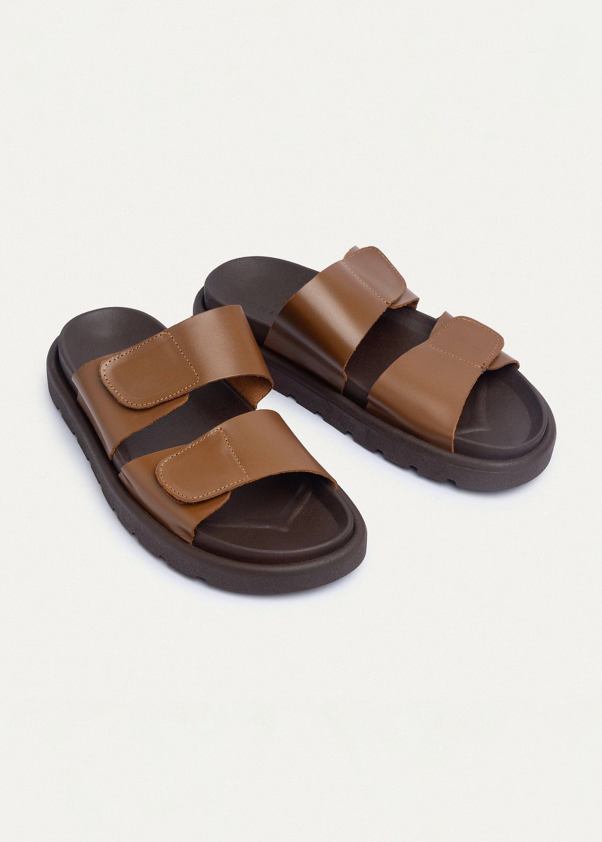 Leather Velcro Slide — Havana