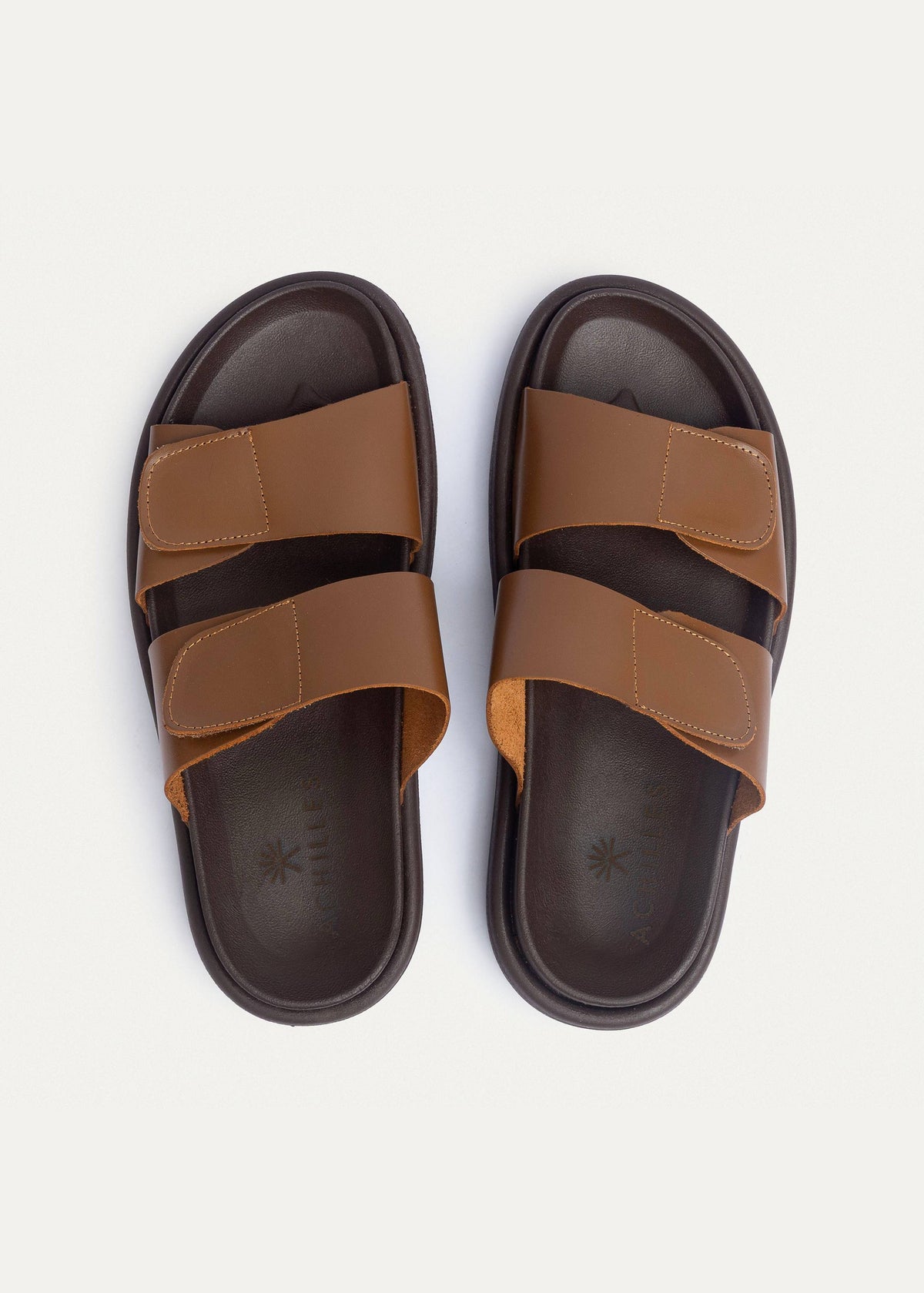 Leather Velcro Slide — Havana
