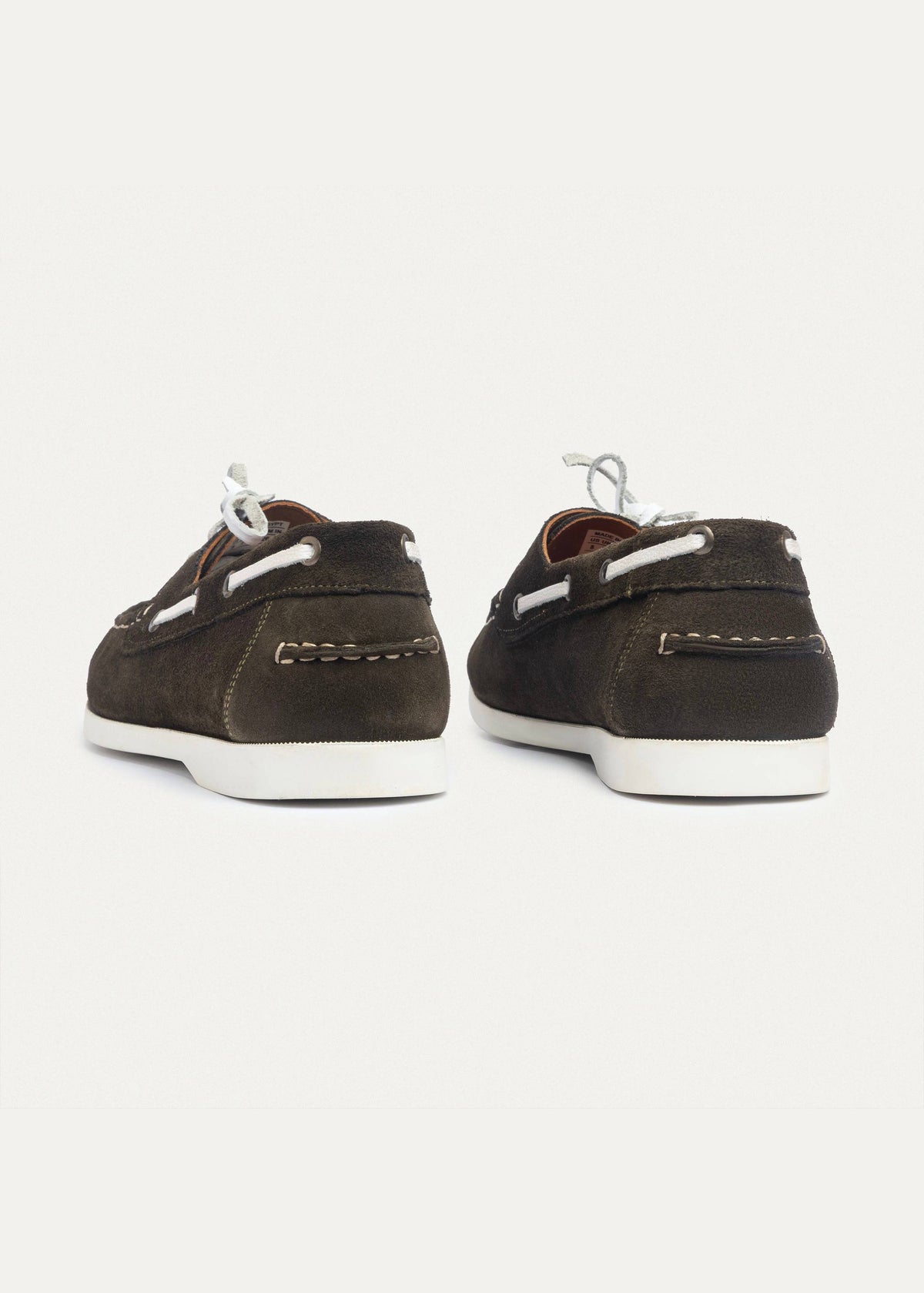 Leather Boat Shoe — Olive & White
