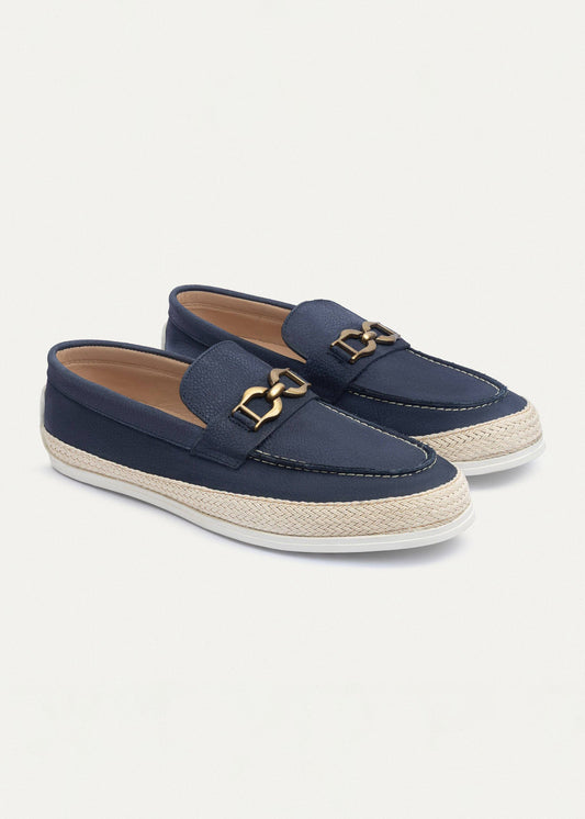 Leather Chain Slip-On — Navy Blue