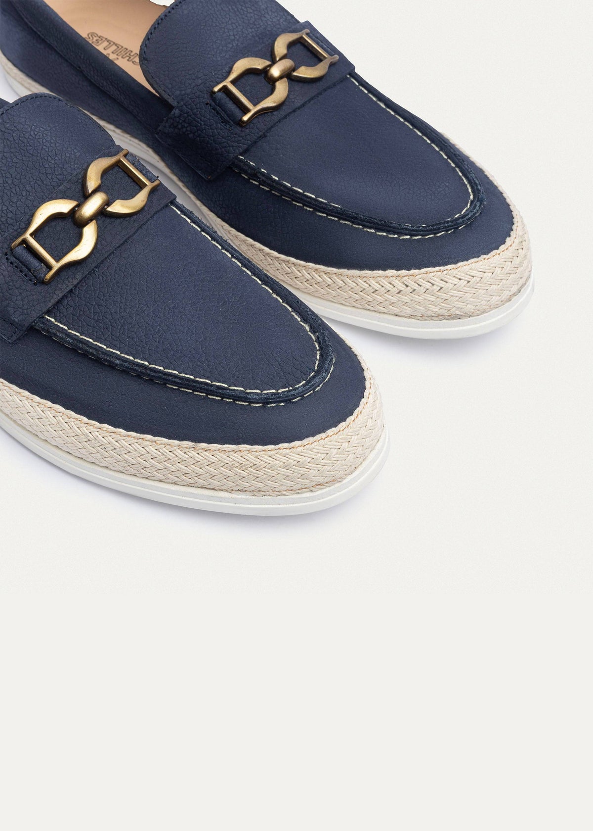 Leather Chain Slip-On — Navy Blue