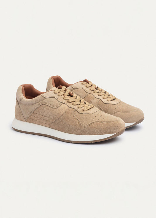 Suede Court Sneaker — Beige