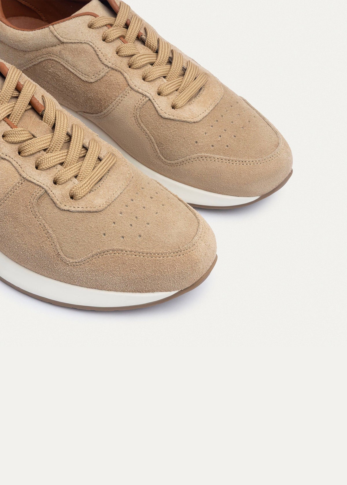 Suede Court Sneaker — Beige