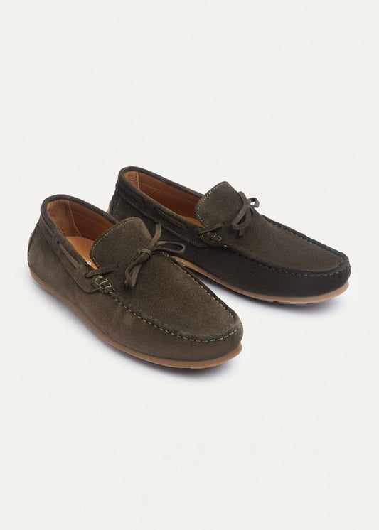Suede Boat Shoe — Olive