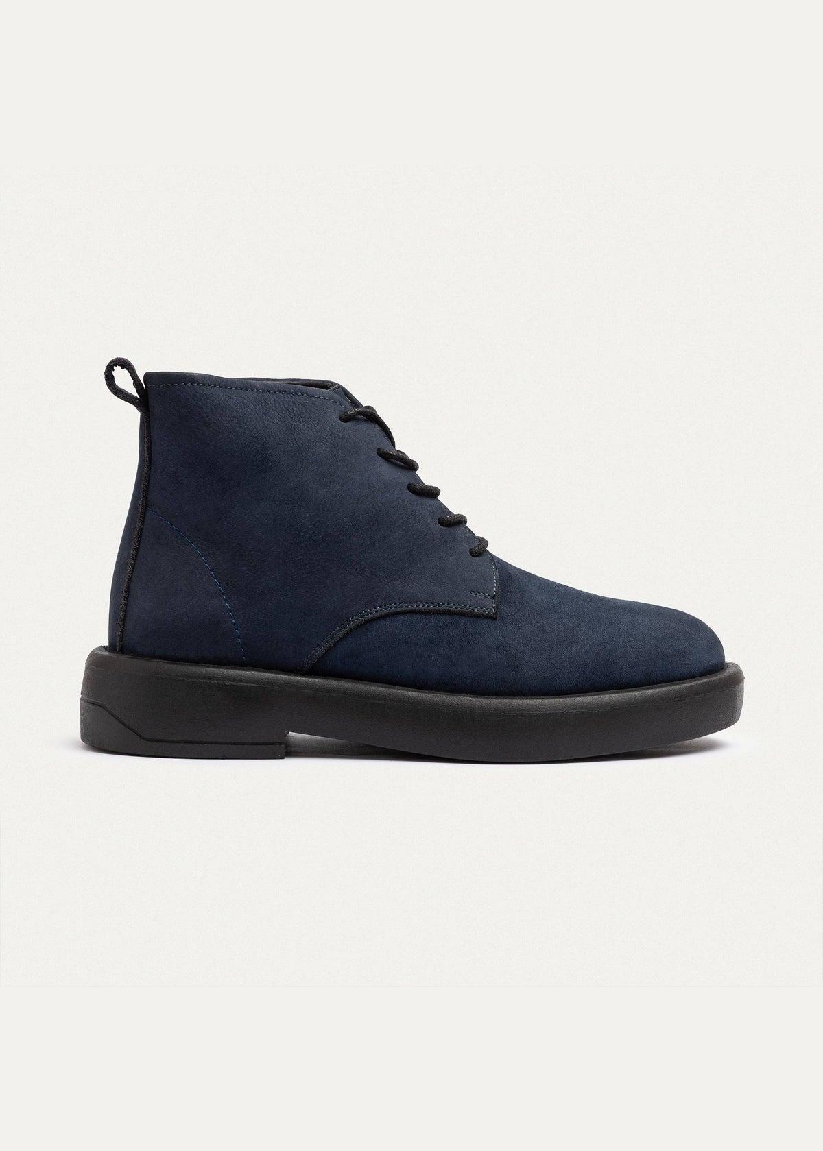 Leather Brogue Chukka Boot — Navy Blue
