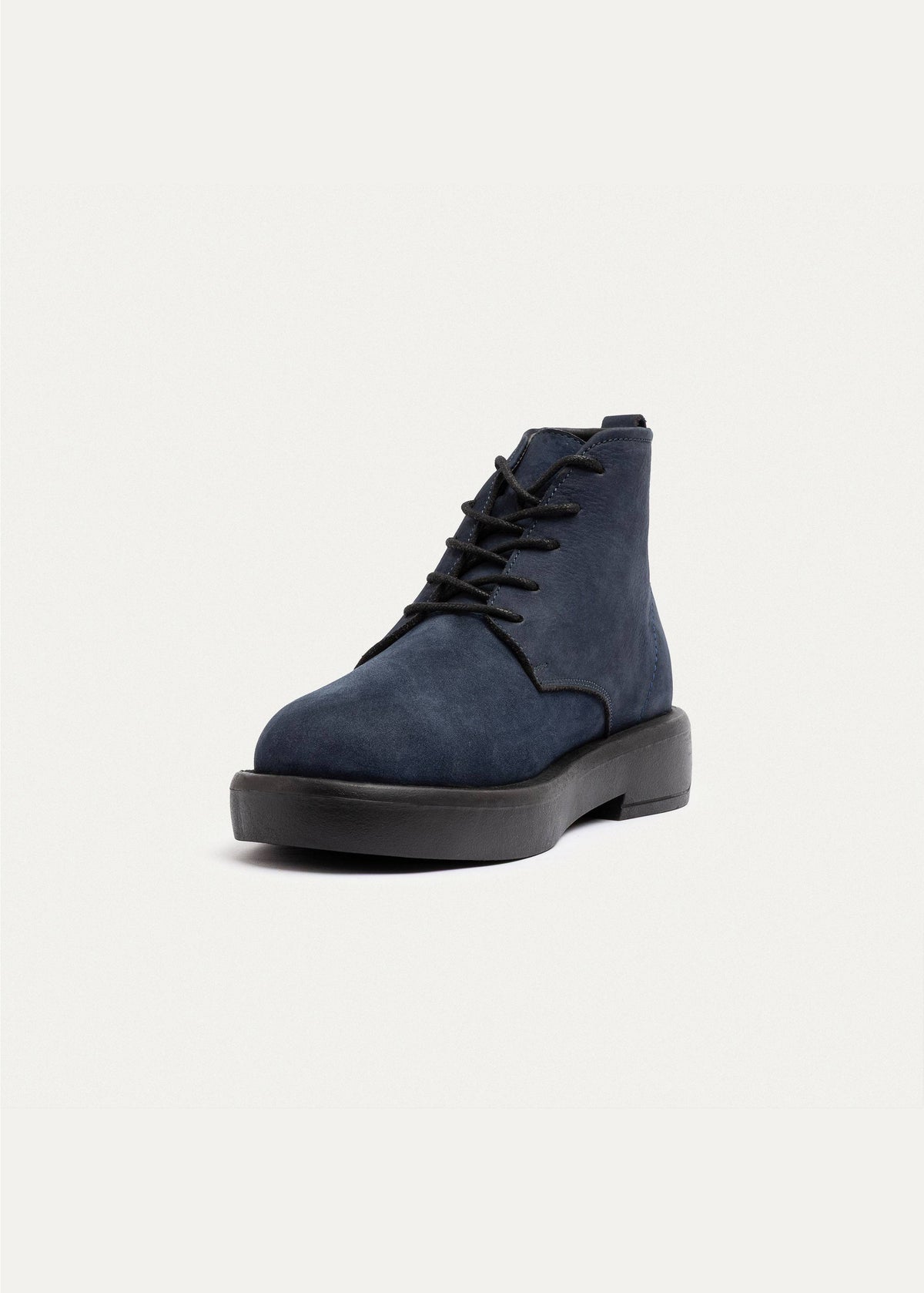 Leather Brogue Chukka Boot — Navy Blue