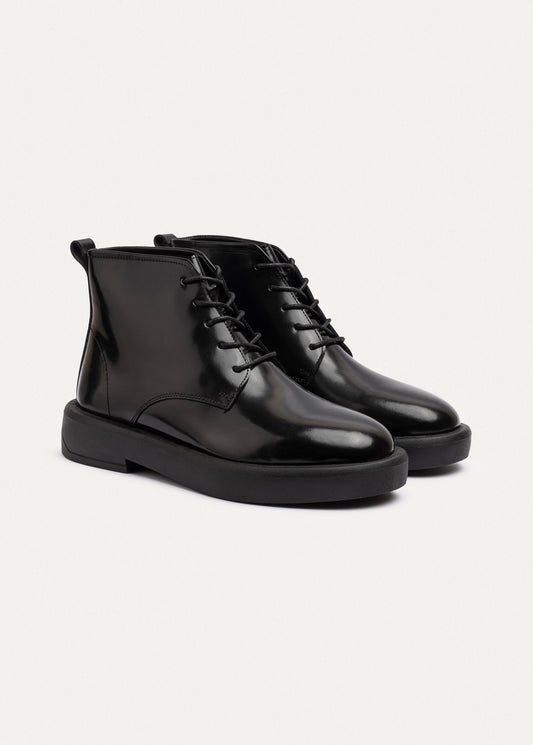 Patent Brogue Chukka Boot — Black