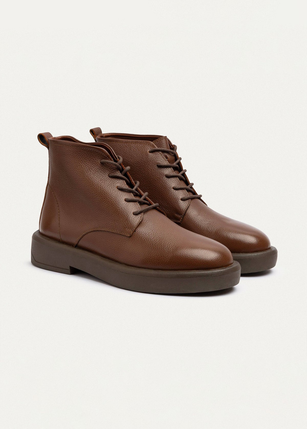 Leather Brogue Chukka Boot — Light Brown