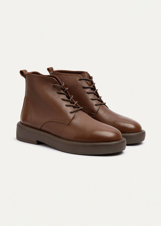 Leather Brogue Chukka Boot — Light Brown