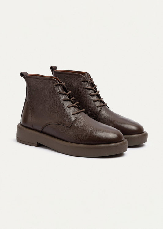 Leather Brogue Chukka Boot II — Brown