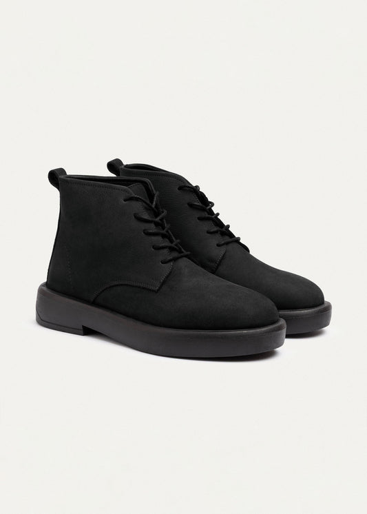 Leather Brogue Chukka Boot — Black