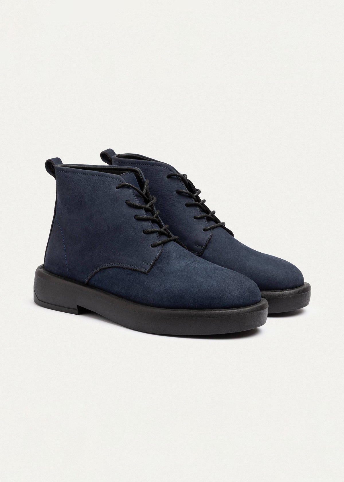 Leather Brogue Chukka Boot — Navy Blue