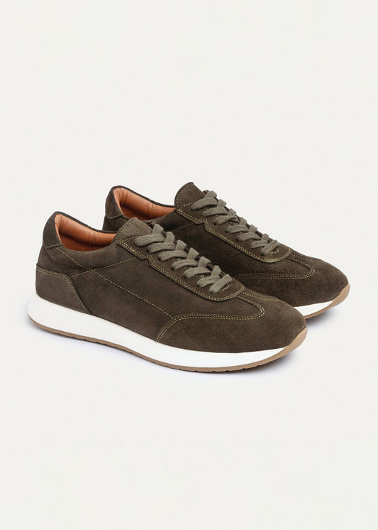 Genuine Leather Sneaker — Olive
