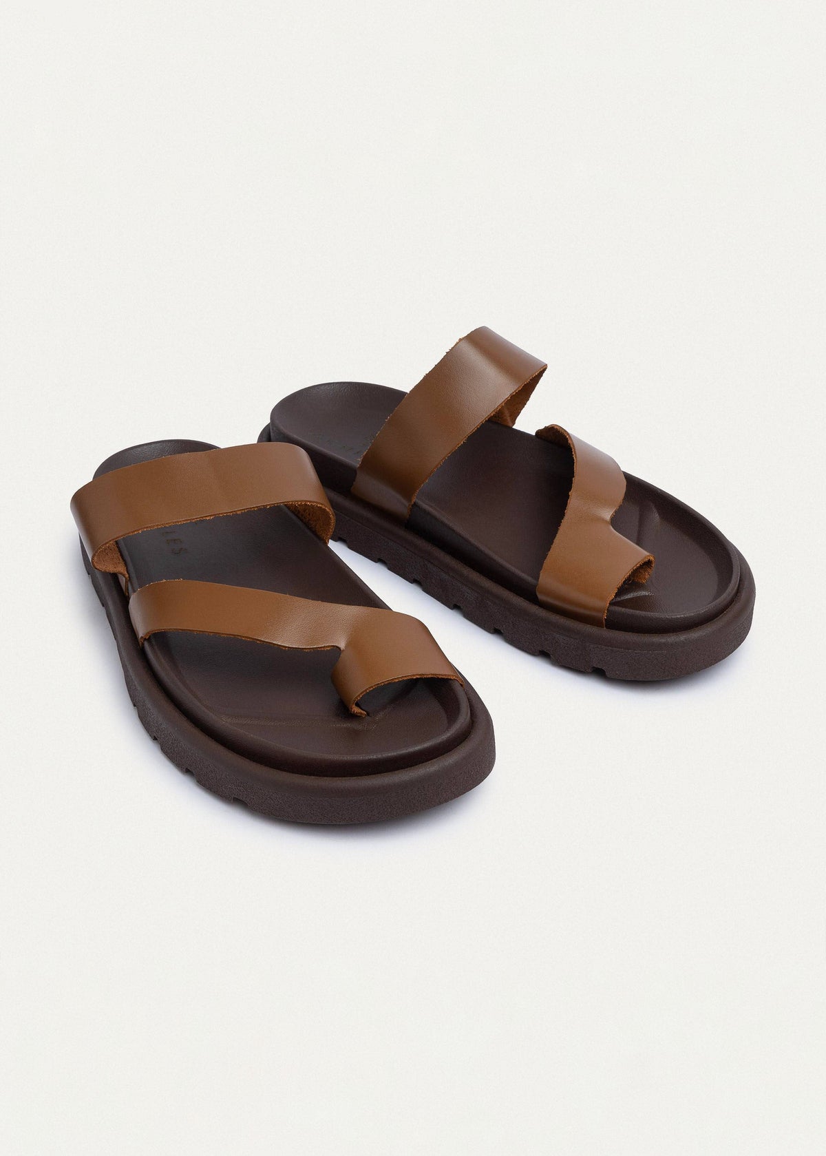 Leather Double-Strap Slide — Havana
