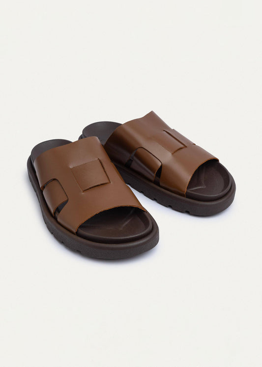 Woven Leather Slide — Havana