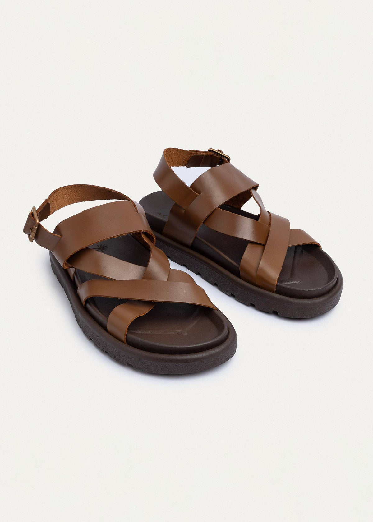 Leather Cross-Strap Sandal — Havana