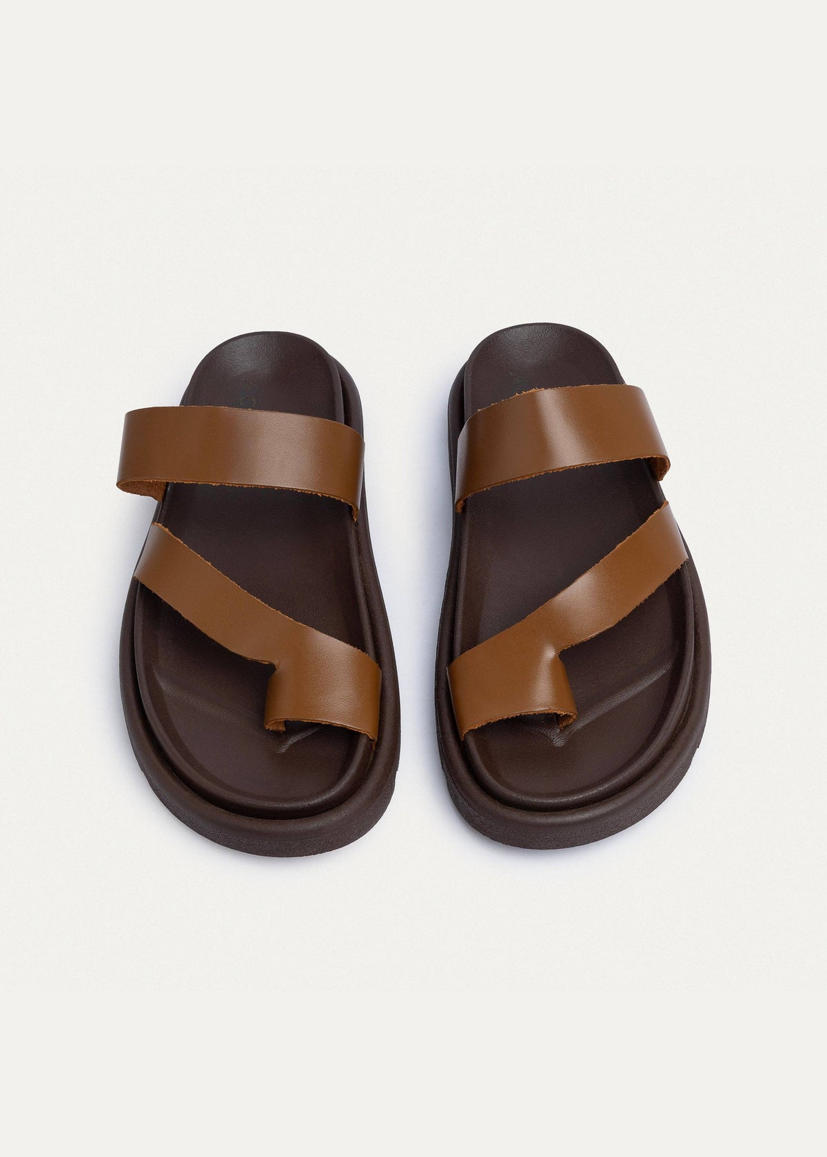 Leather Double-Strap Slide — Havana