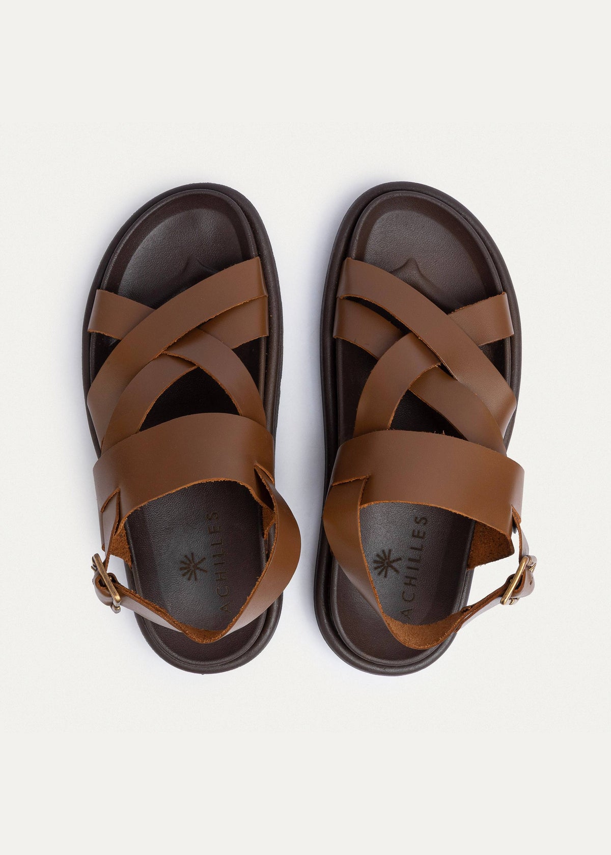 Leather Cross-Strap Sandal — Havana