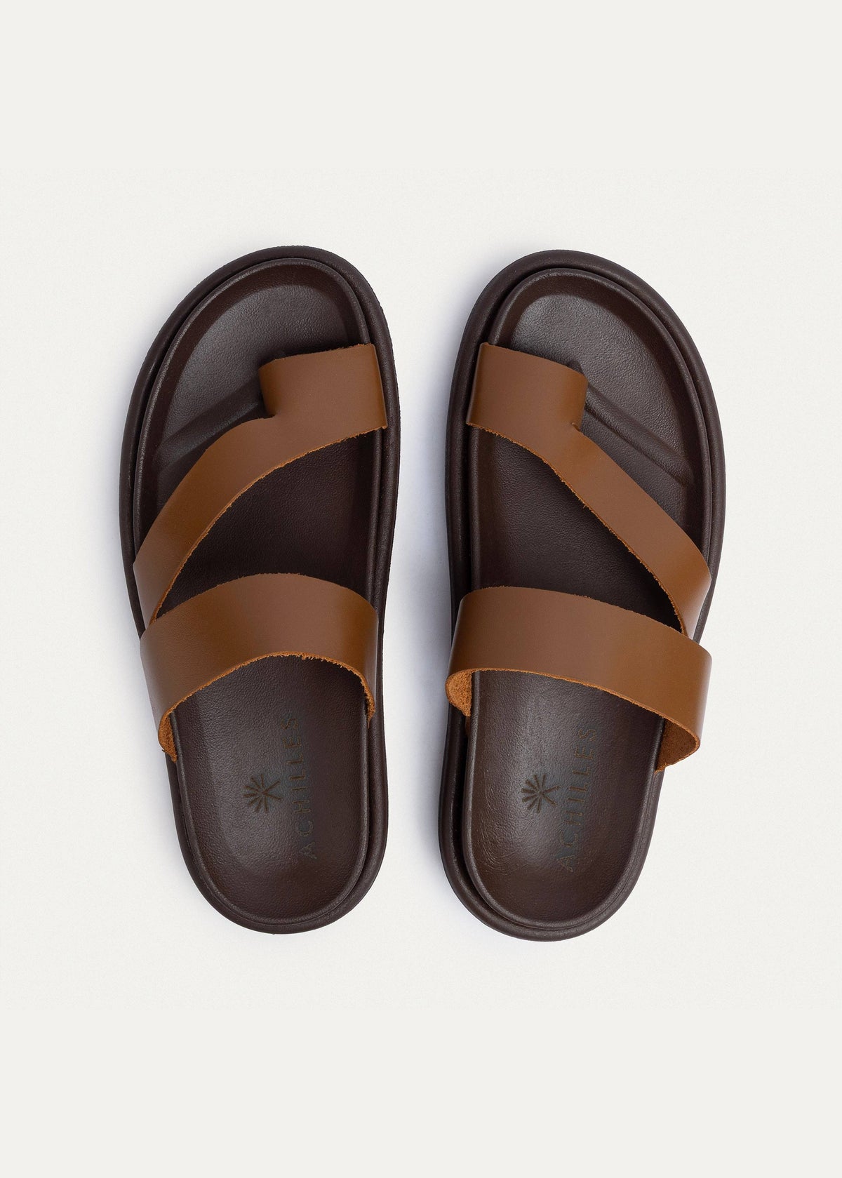Leather Double-Strap Slide — Havana