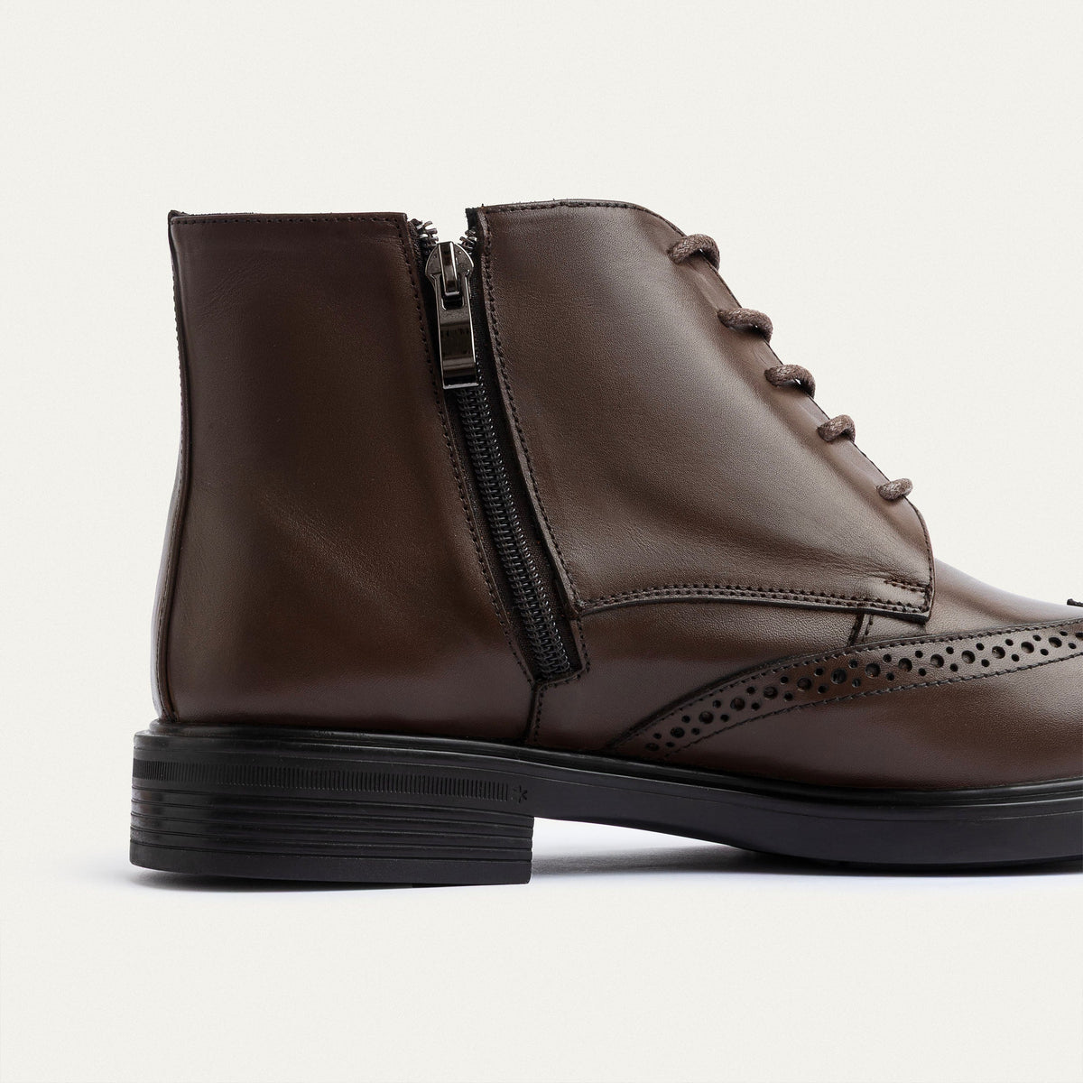 Leather Oxford Boot — Brown