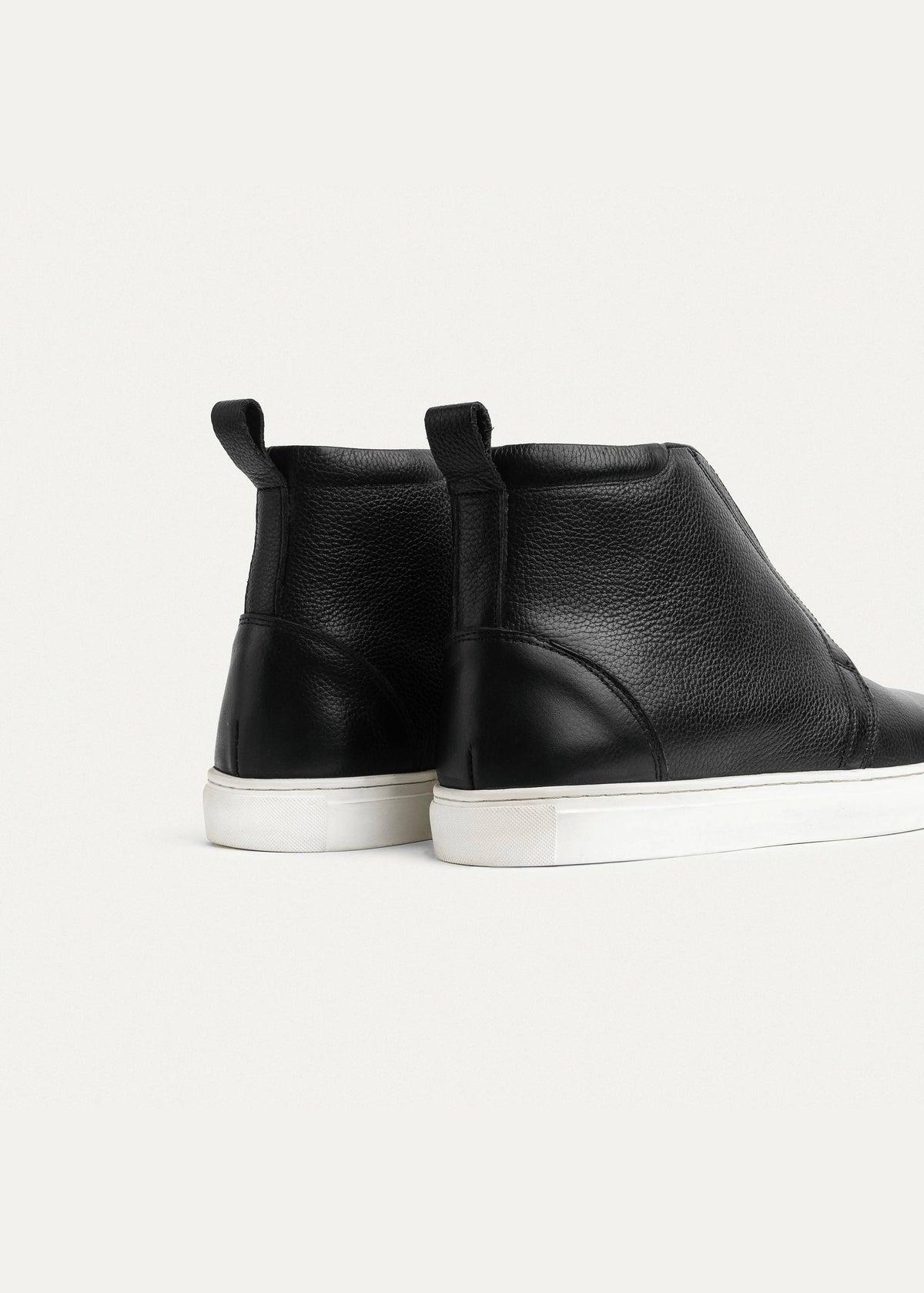 Mid-Top Leather Sneaker Boot — Black