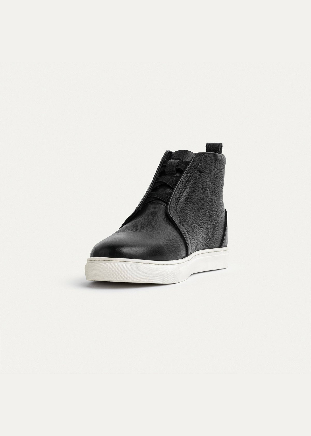 Mid-Top Leather Sneaker Boot — Black