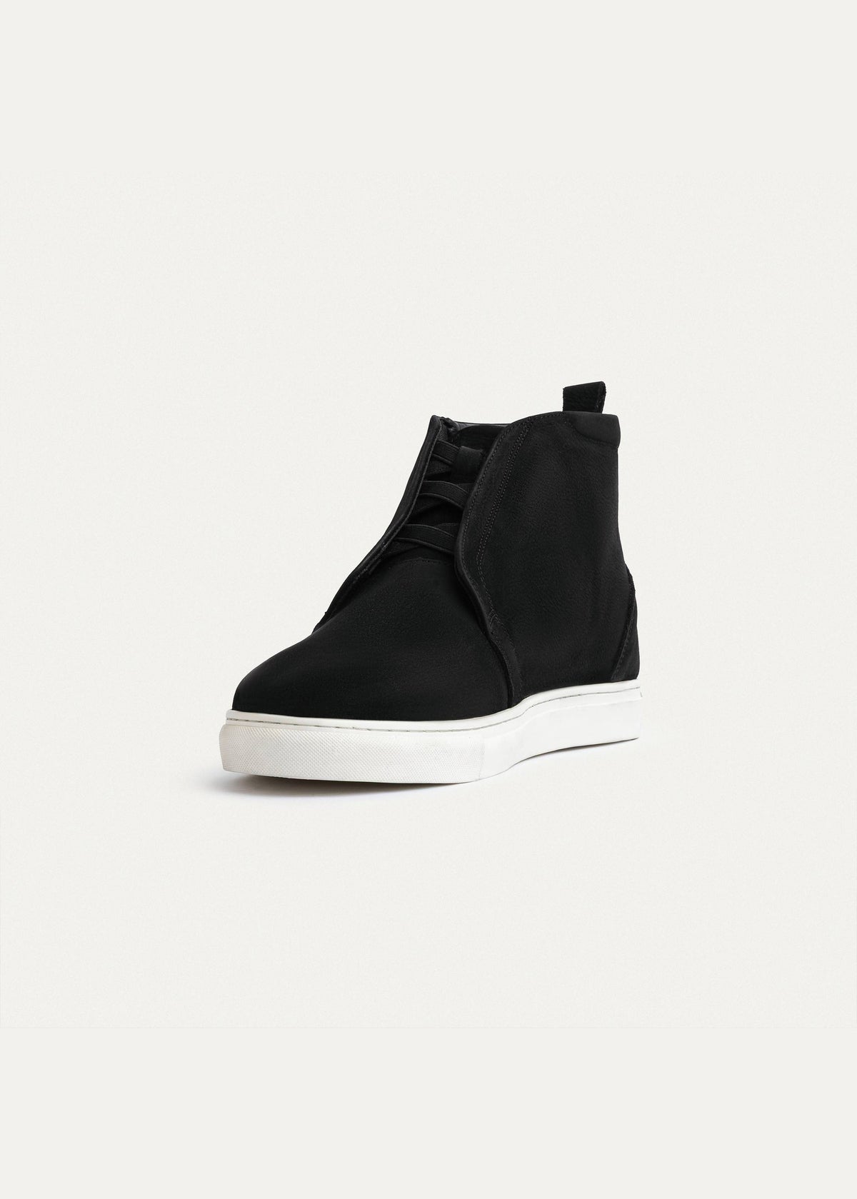 Nubuck Leather Sneaker Boot — Black