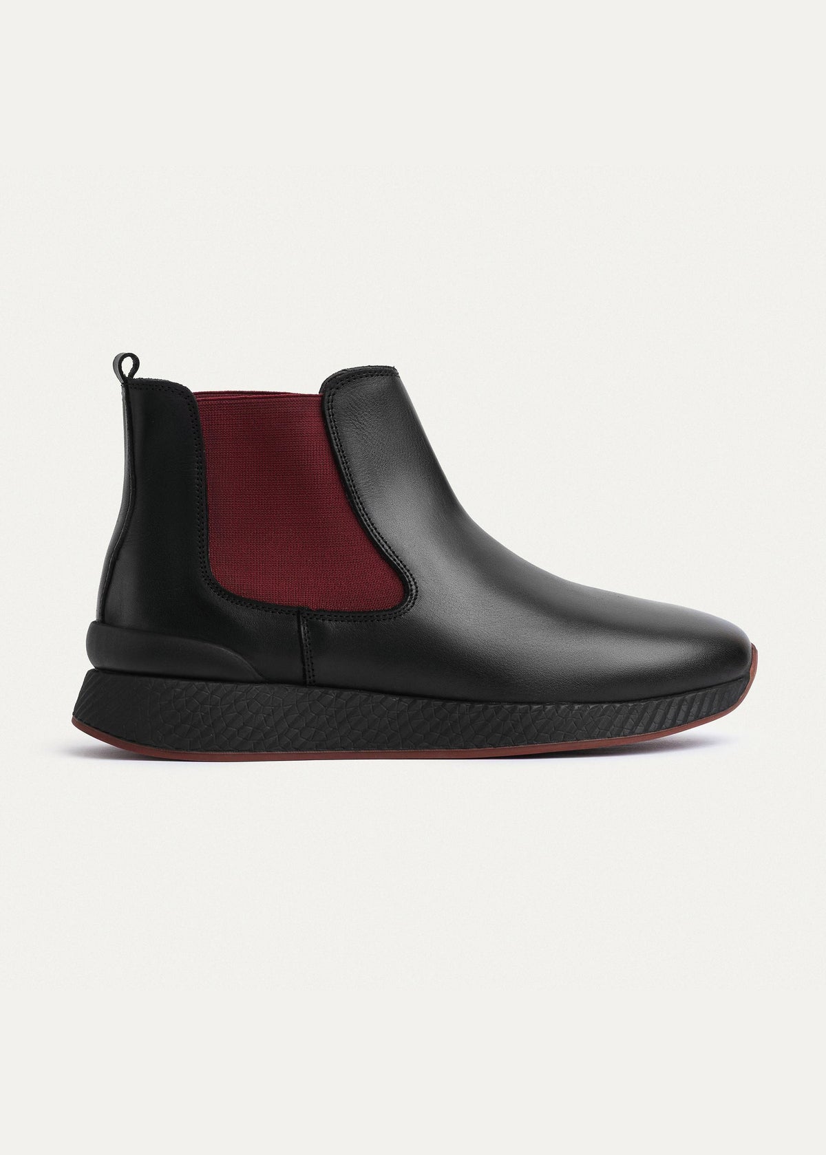 Leather Chelsea Sneaker — Black & Burgundy