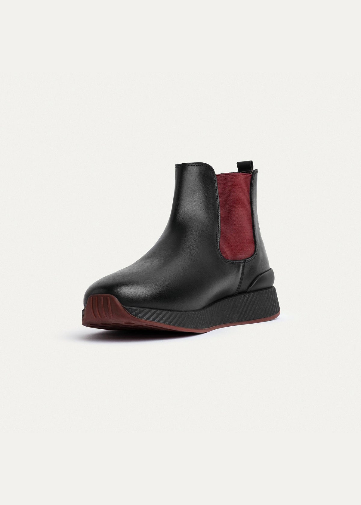 Leather Chelsea Sneaker — Black & Burgundy