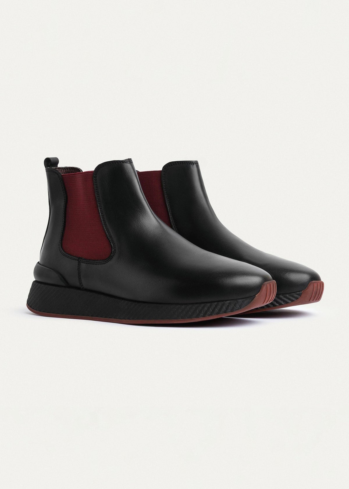 Leather Chelsea Sneaker — Black & Burgundy