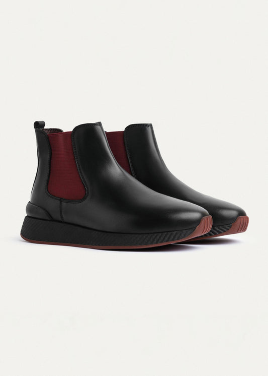 Leather Chelsea Sneaker — Black & Burgundy