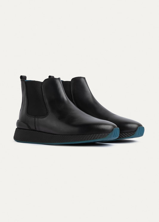 Leather Chelsea Sneaker — Black & Blue
