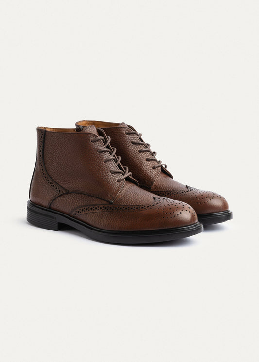 Leather Oxford Boot — Light Brown